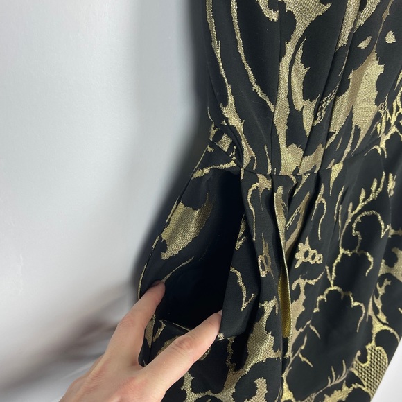 🐯2/$15🐯 H&M Gold Black Brocade CocktailDress - Picture 5 of 15